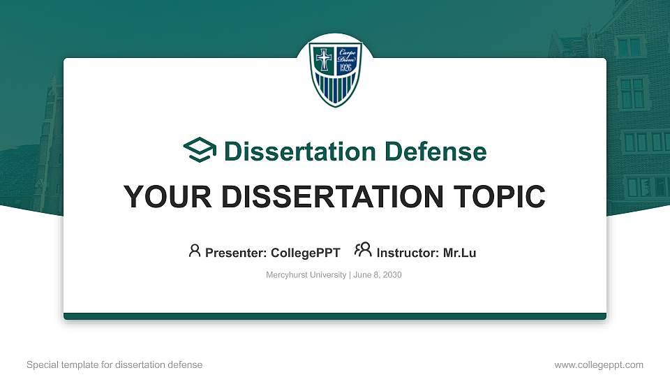 Mercyhurst University Graduation Thesis Defense PPT Template16:9 ratio PPT effect preview image