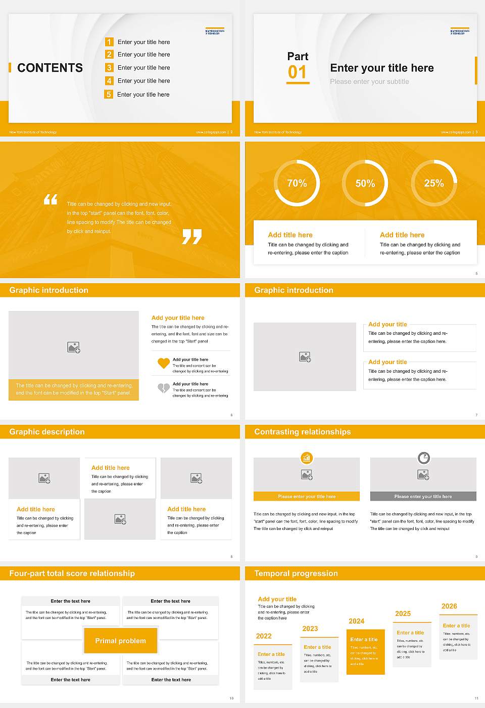 New York Institute of Technology Thesis Proposal/Graduation Defense PPT Template16:9 ratio PPT effect preview image2