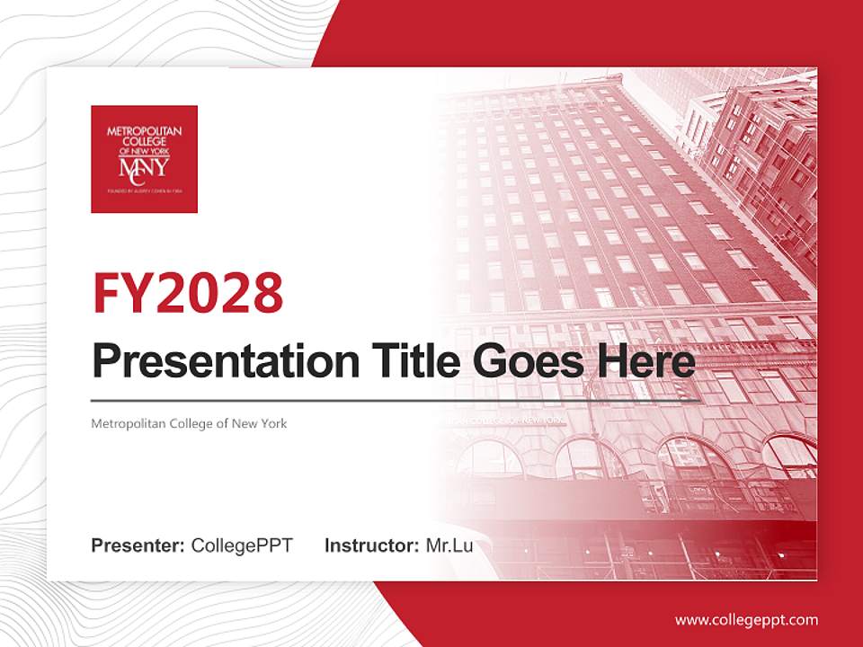 Metropolitan College of New York Academic Presentation/Research Findings Report PPT Template4:3 ratio PPT effect preview image5