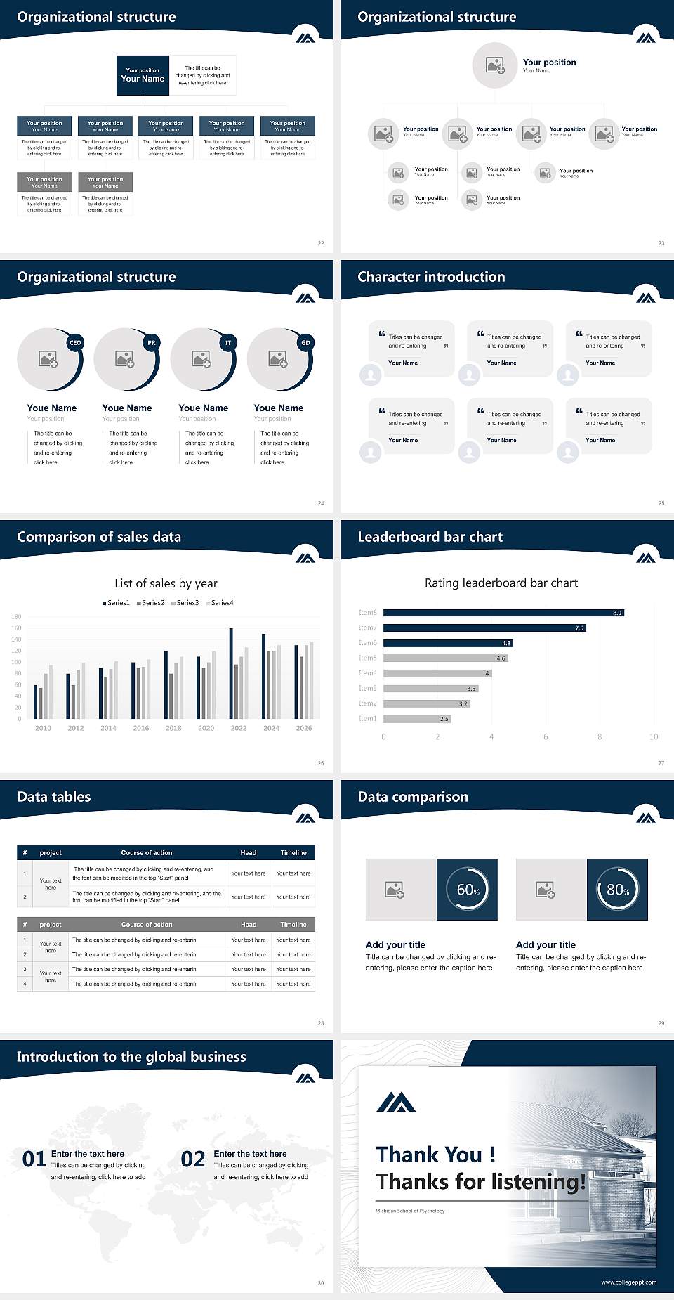 Michigan School of Psychology Academic Presentation/Research Findings Report PPT Template4:3 ratio PPT effect preview image4