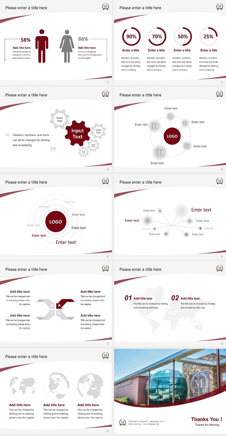 Martin University Course/Courseware Creation PPT Template4:3 ratio PPT effect preview image4