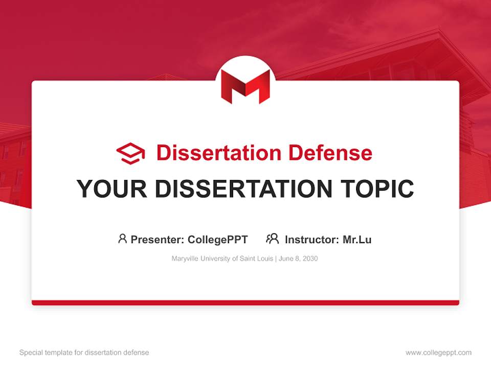 Maryville University of Saint Louis Graduation Thesis Defense PPT Template4:3 ratio PPT effect preview image7