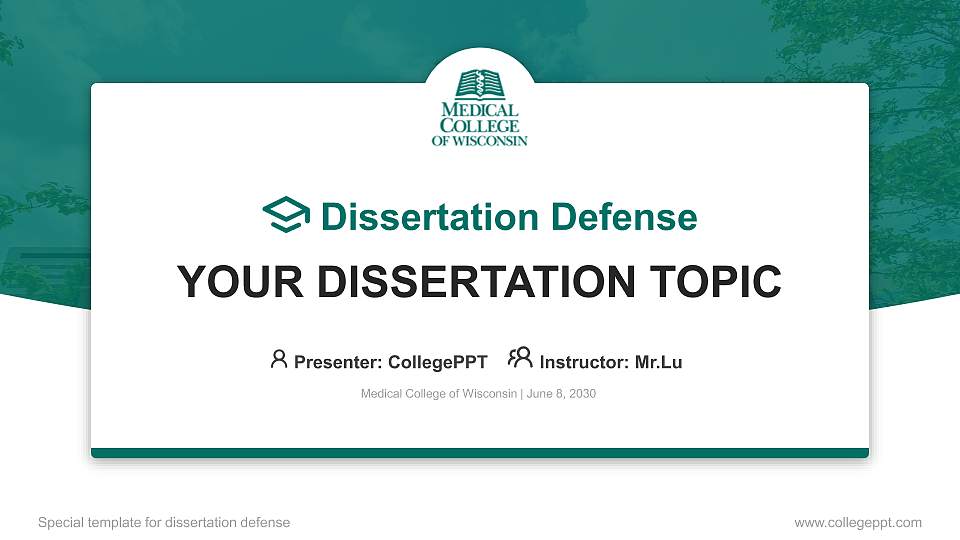 Medical College of Wisconsin Graduation Thesis Defense PPT Template16:9 ratio PPT effect preview image