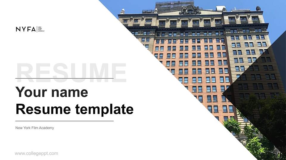 New York Film Academy Resume PPT Template16:9 ratio PPT effect preview image