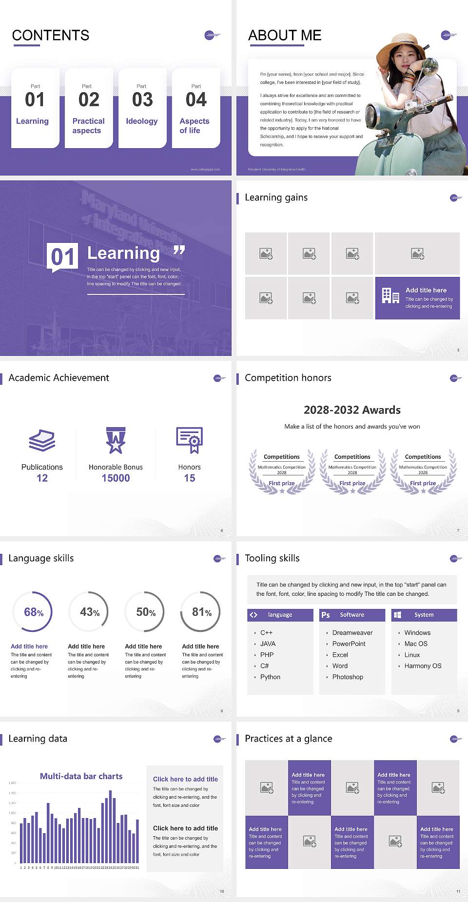 Maryland University of Integrative Health National Scholarship Defense PPT Template4:3 ratio PPT effect preview image2