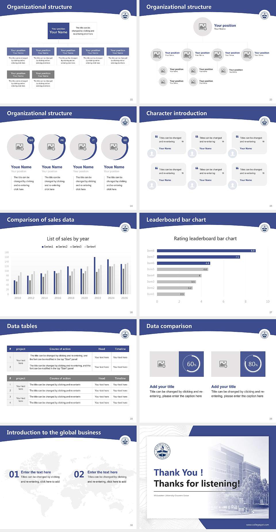Midwestern University-Downers Grove Academic Presentation/Research Findings Report PPT Template4:3 ratio PPT effect preview image4