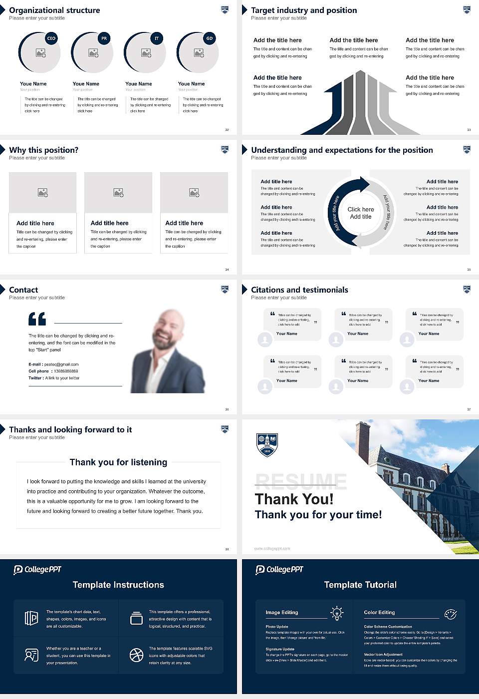 Middlebury College Resume PPT Template16:9 ratio PPT effect preview image4