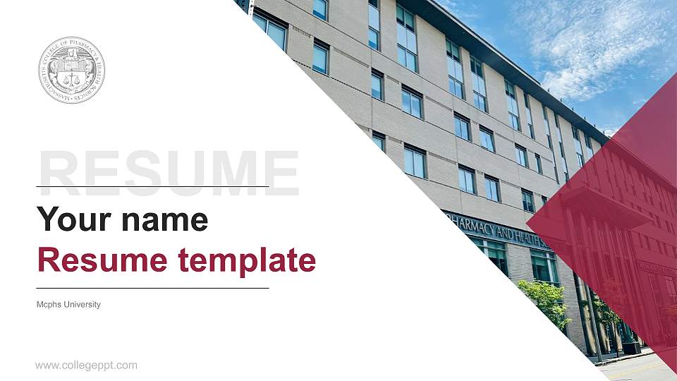 Mcphs University Resume PPT Template16:9 ratio PPT effect preview image