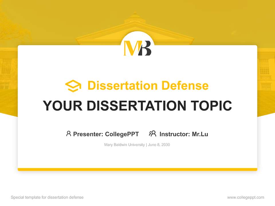 Mary Baldwin University Graduation Thesis Defense PPT Template4:3 ratio PPT effect preview image7