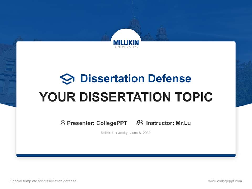 Millikin University Graduation Thesis Defense PPT Template4:3 ratio PPT effect preview image7