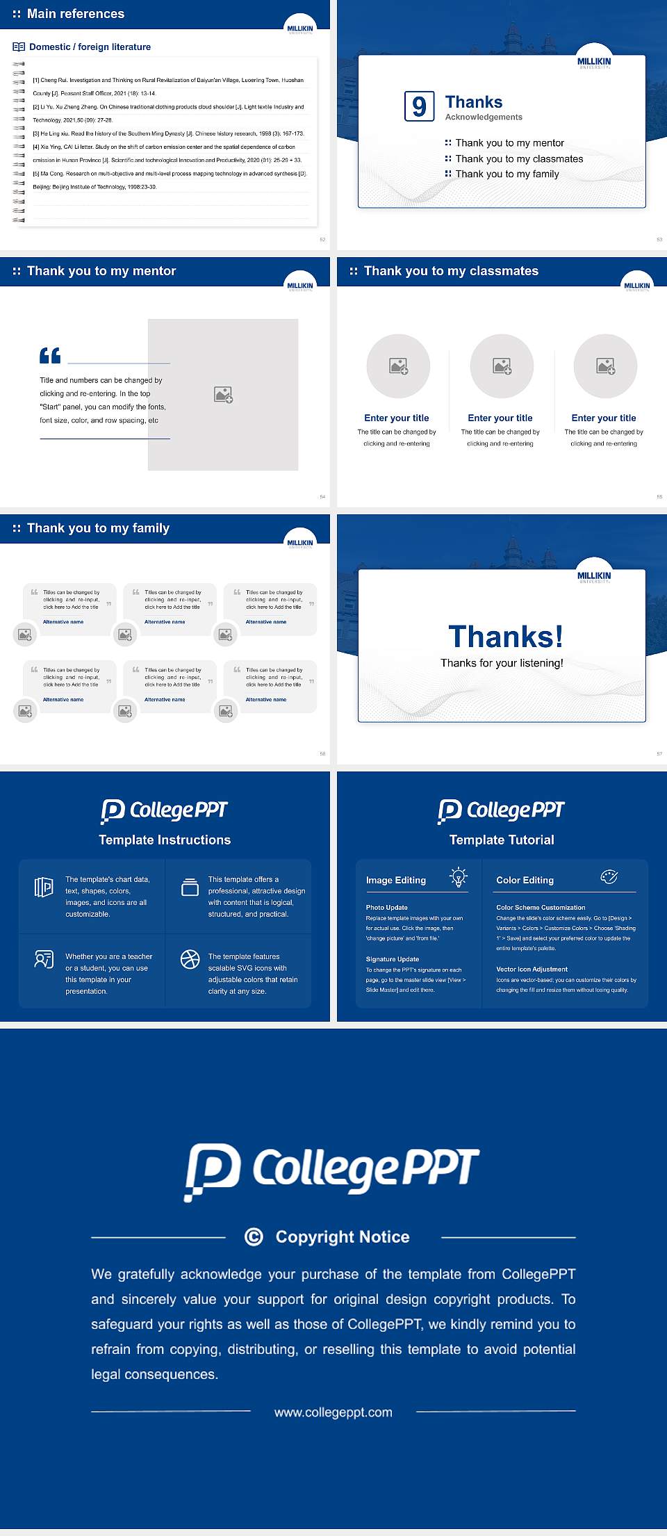 Millikin University Graduation Thesis Defense PPT Template4:3 ratio PPT effect preview image7