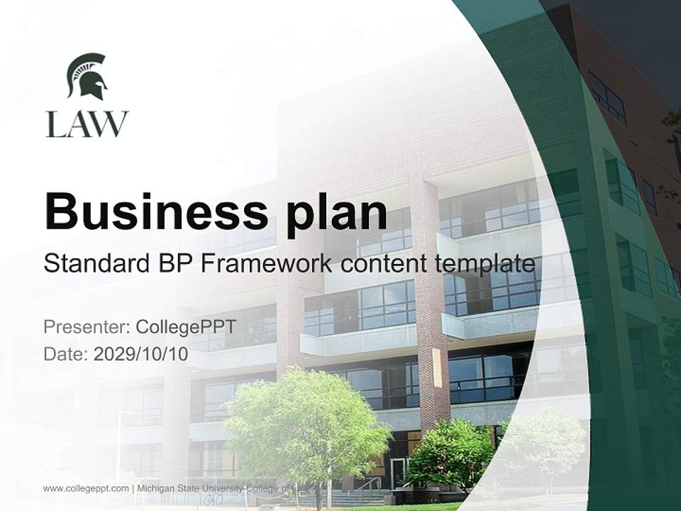 Michigan State University-College of Law Competition/Entrepreneurship Contest PPT Template4:3 ratio PPT effect preview image9