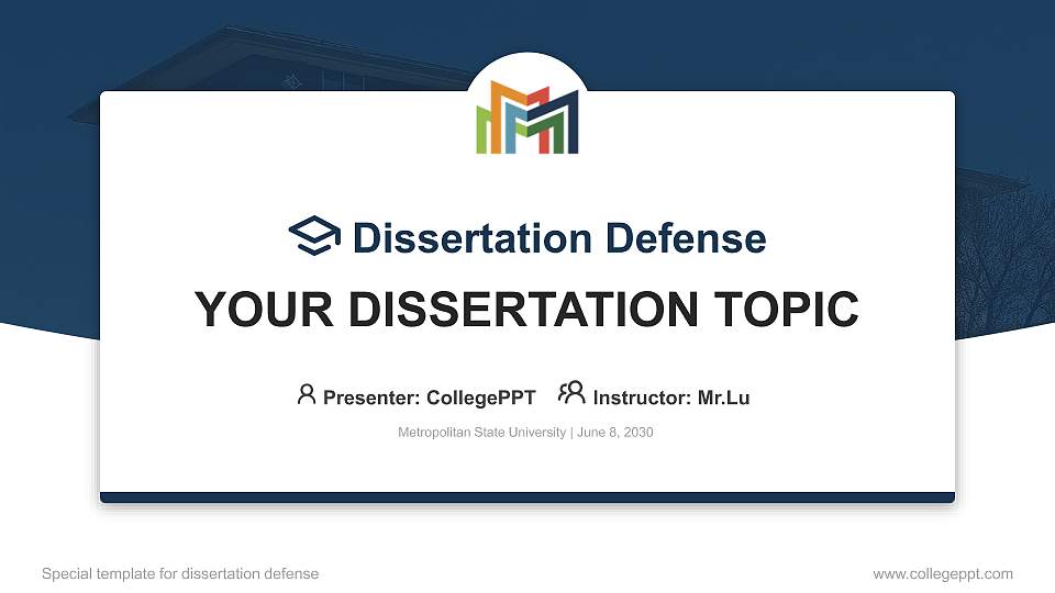 Metropolitan State University Graduation Thesis Defense PPT Template16:9 ratio PPT effect preview image