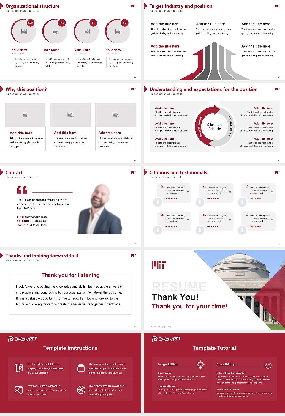 Massachusetts Institute of Technology Resume PPT Template16:9 ratio PPT effect preview image4