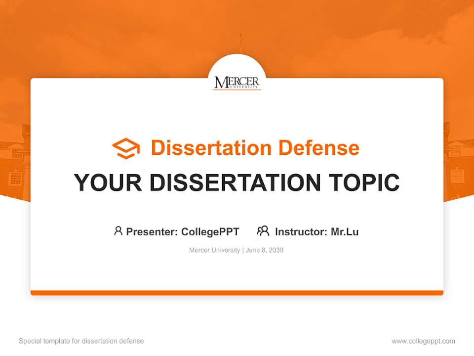 Mercer University Graduation Thesis Defense PPT Template4:3 ratio PPT effect preview image7