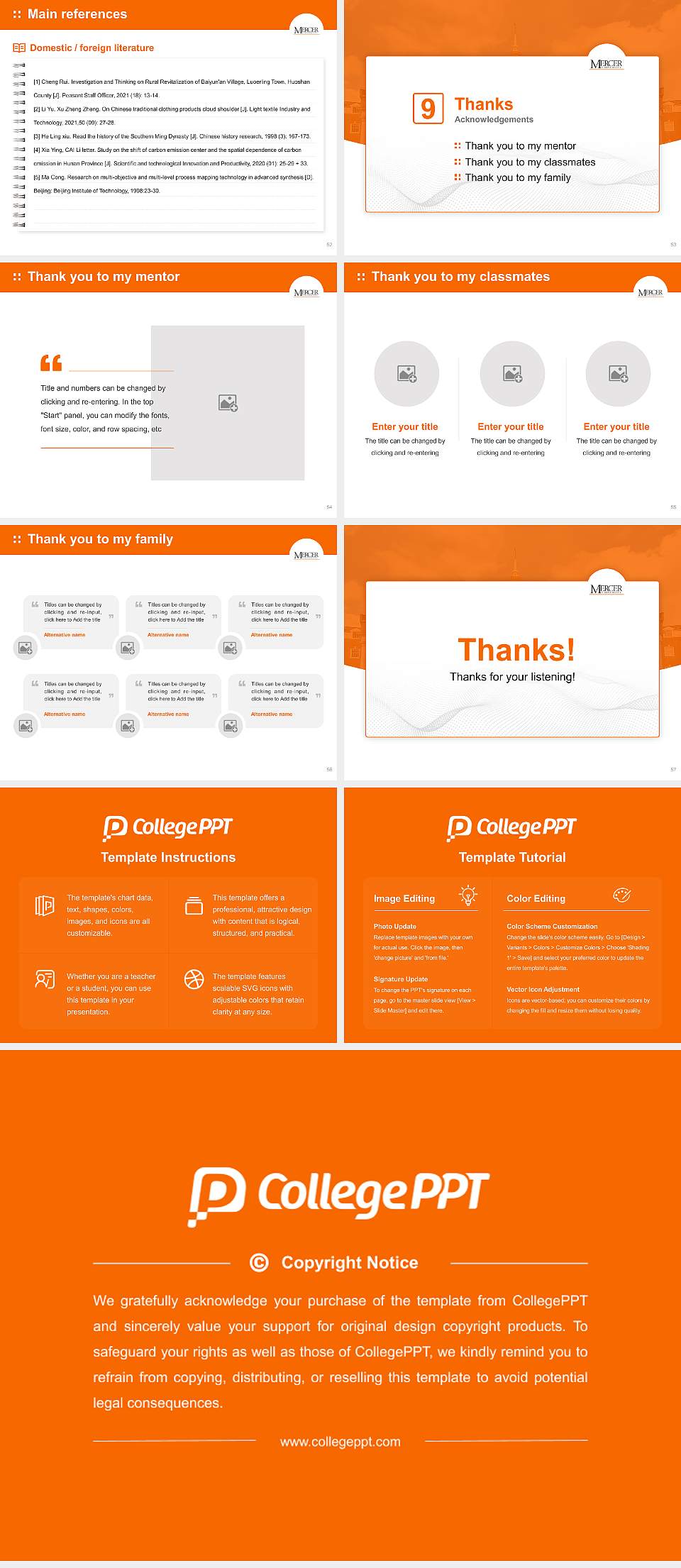 Mercer University Graduation Thesis Defense PPT Template4:3 ratio PPT effect preview image7
