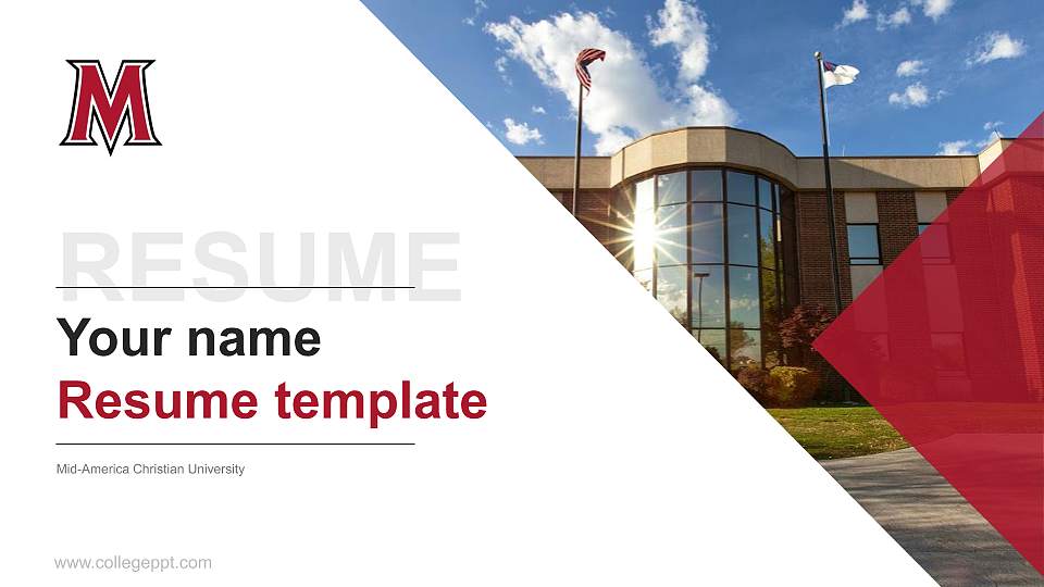 Mid-America Christian University Resume PPT Template16:9 ratio PPT effect preview image