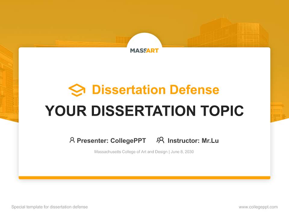 Massachusetts College of Art and Design Graduation Thesis Defense PPT Template4:3 ratio PPT effect preview image7