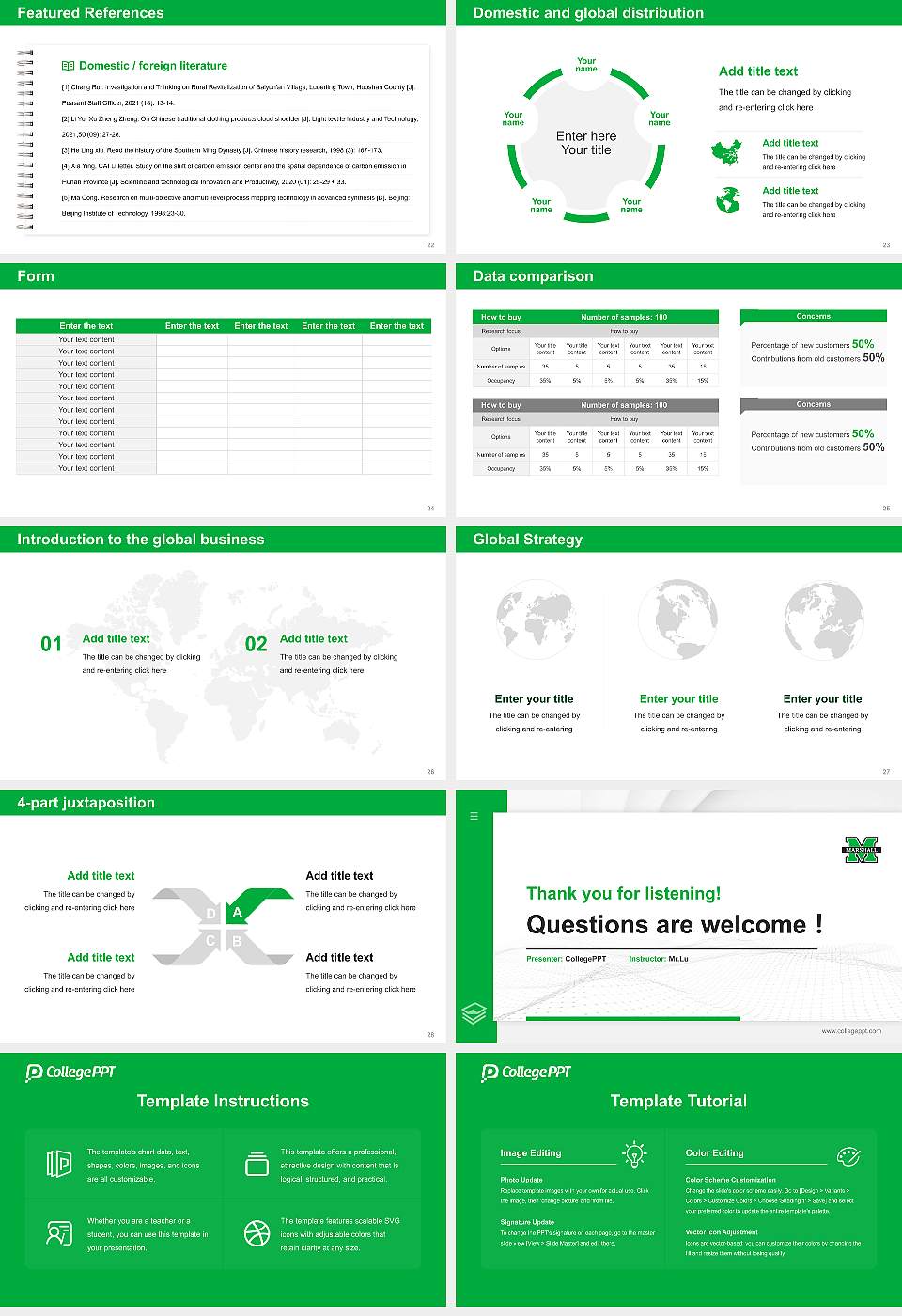 Marshall University Thesis Proposal/Graduation Defense PPT Template16:9 ratio PPT effect preview image4
