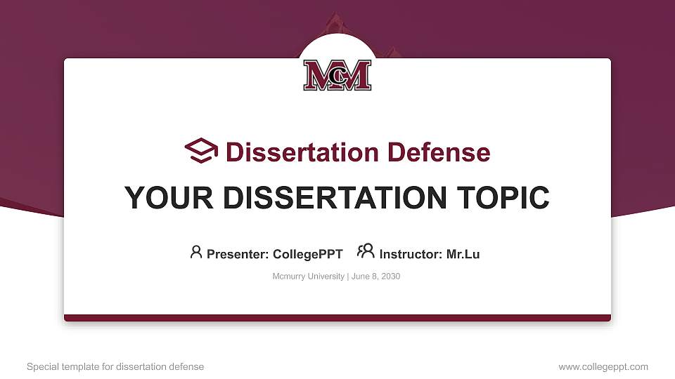 Mcmurry University Graduation Thesis Defense PPT Template16:9 ratio PPT effect preview image