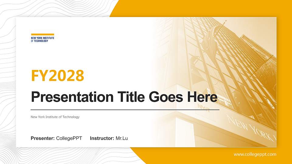 New York Institute of Technology Academic Presentation/Research Findings Report PPT Template16:9 ratio PPT effect preview image