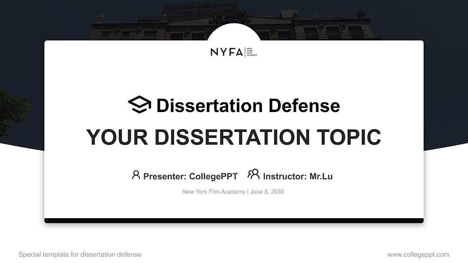 New York Film Academy Graduation Thesis Defense PPT Template16:9 ratio PPT effect preview image