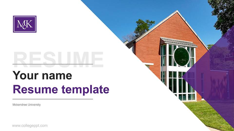 Mckendree University Resume PPT Template16:9 ratio PPT effect preview image