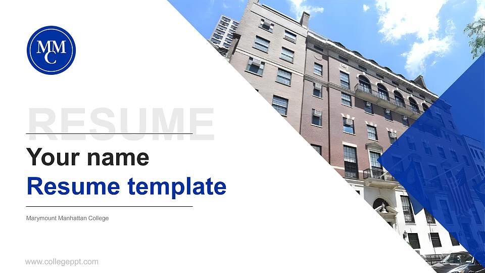 Marymount Manhattan College Resume PPT Template16:9 ratio PPT effect preview image