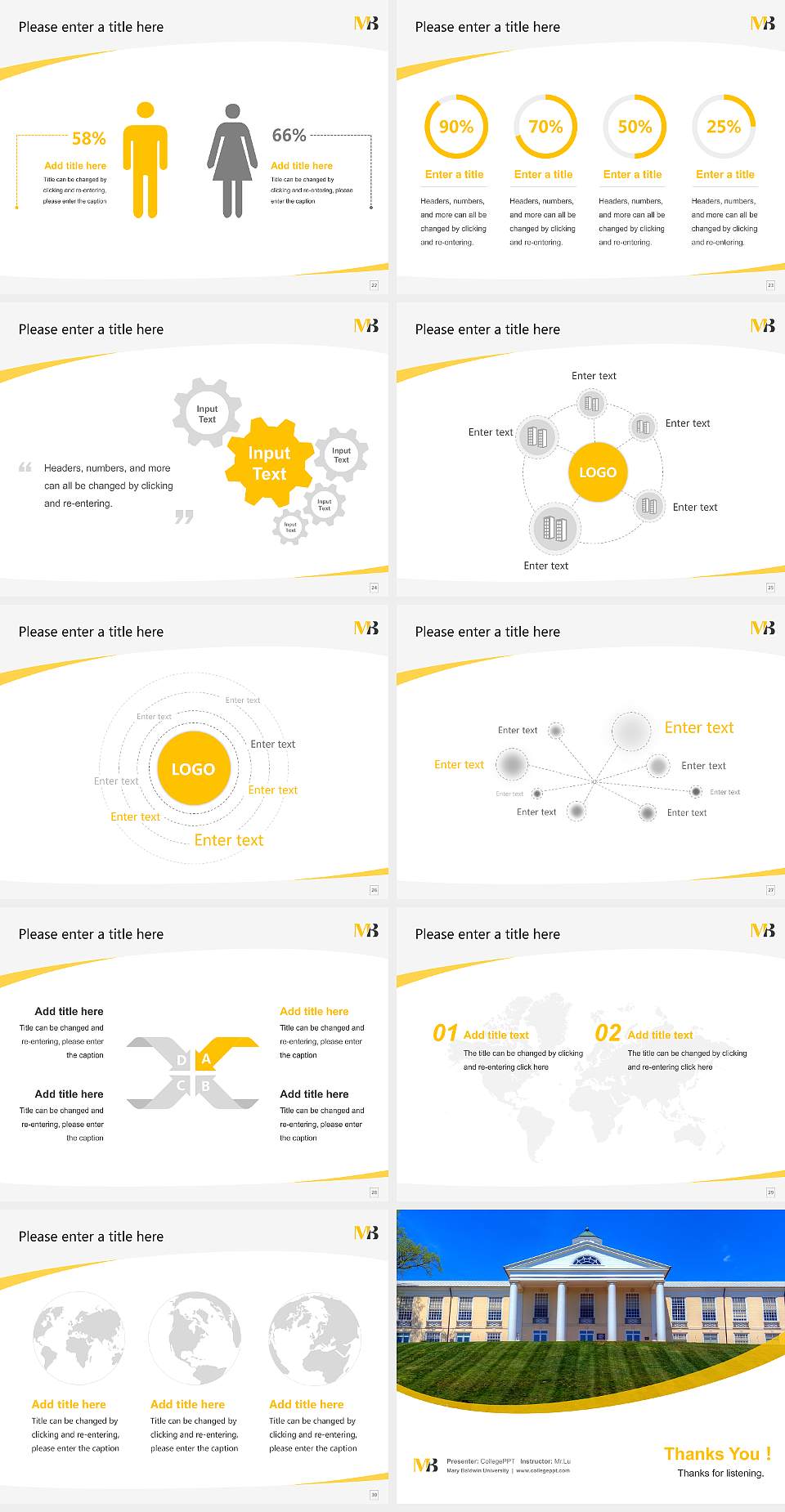 Mary Baldwin University Course/Courseware Creation PPT Template4:3 ratio PPT effect preview image4