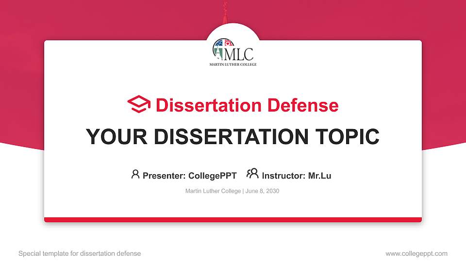 Martin Luther College Graduation Thesis Defense PPT Template16:9 ratio PPT effect preview image