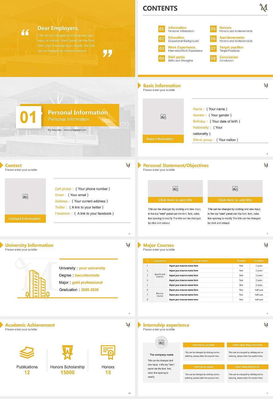 Millersville University of Pennsylvania Resume PPT Template16:9 ratio PPT effect preview image2