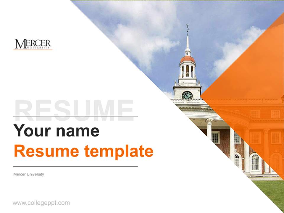 Mercer University Resume PPT Template4:3 ratio PPT effect preview image5