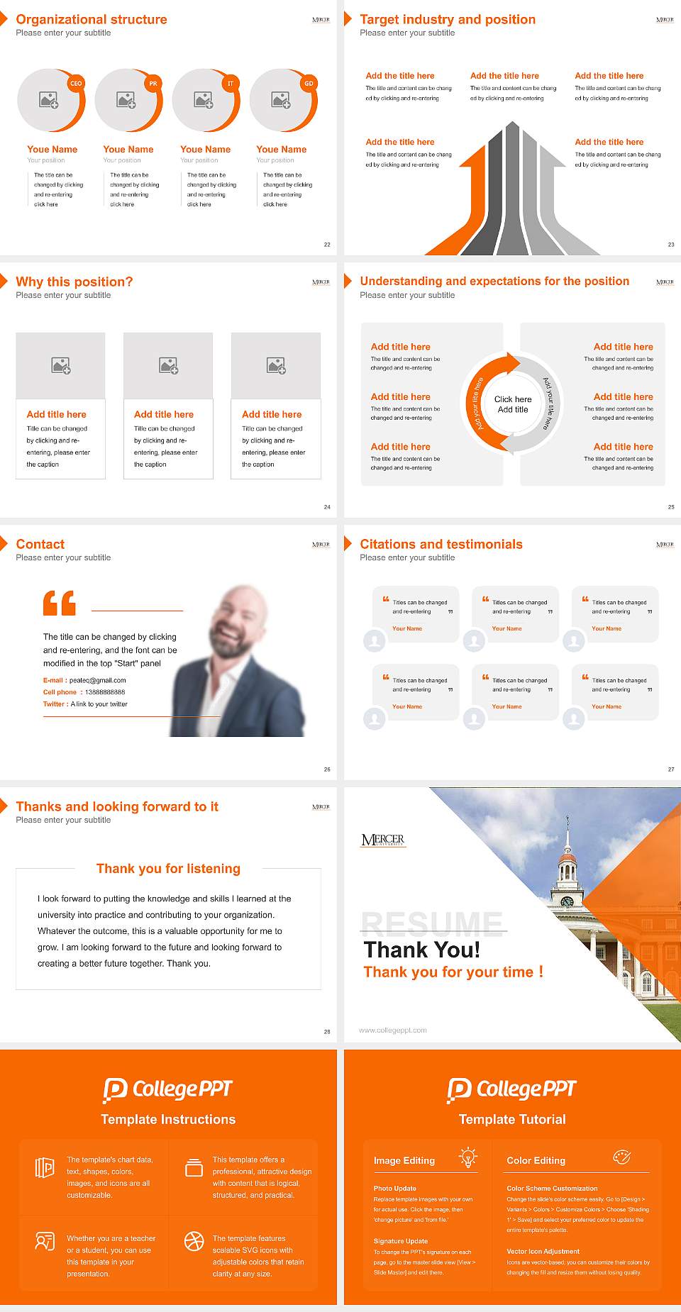 Mercer University Resume PPT Template4:3 ratio PPT effect preview image4
