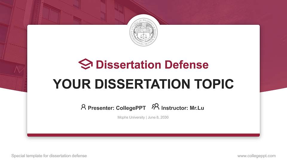 Mcphs University Graduation Thesis Defense PPT Template16:9 ratio PPT effect preview image