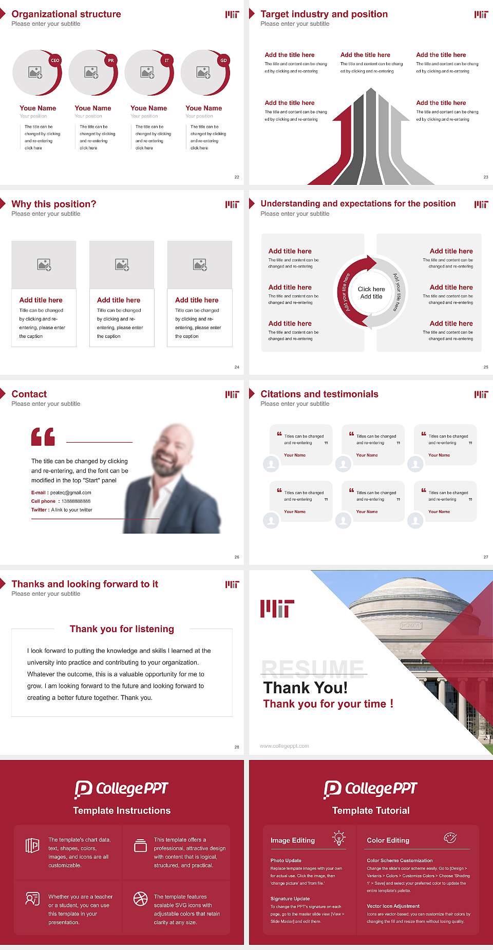 Massachusetts Institute of Technology Resume PPT Template4:3 ratio PPT effect preview image4