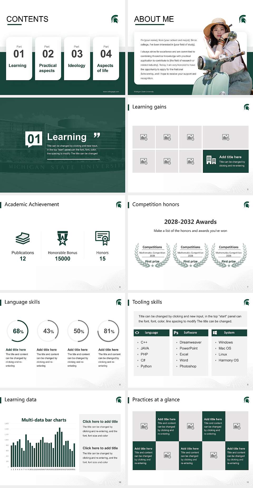 Michigan State University National Scholarship Defense PPT Template4:3 ratio PPT effect preview image2