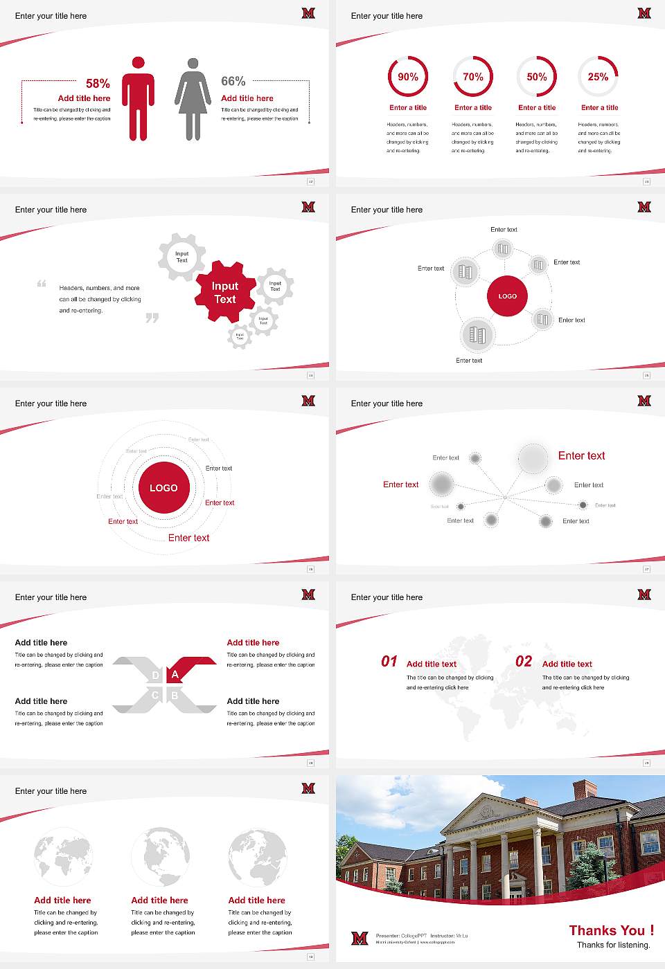 Miami University-Oxford Course/Courseware Creation PPT Template16:9 ratio PPT effect preview image4