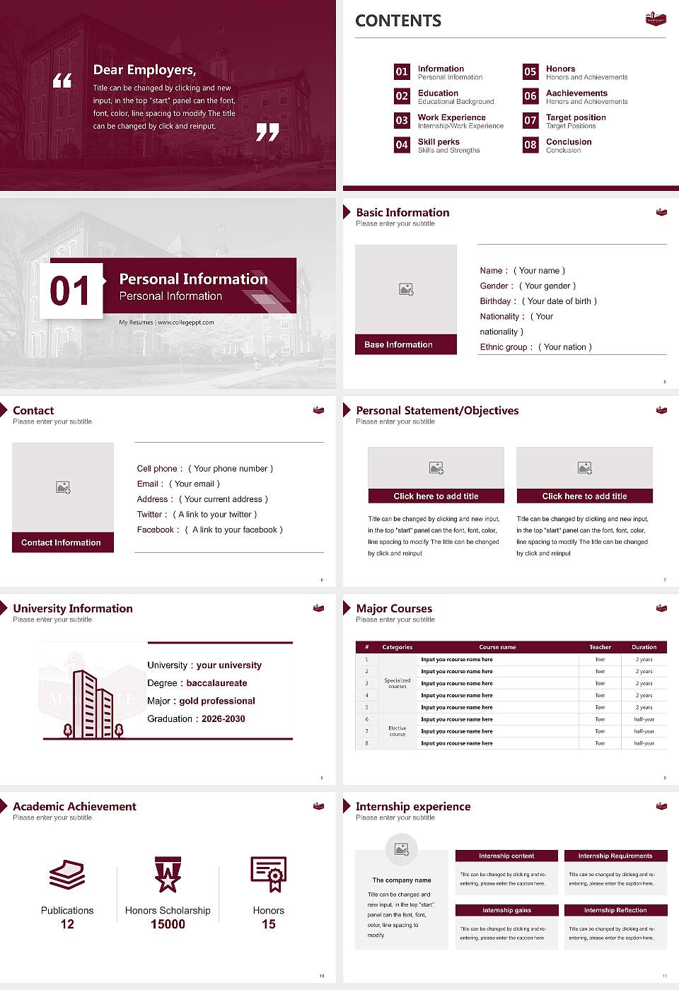 Maryville College Resume PPT Template16:9 ratio PPT effect preview image2