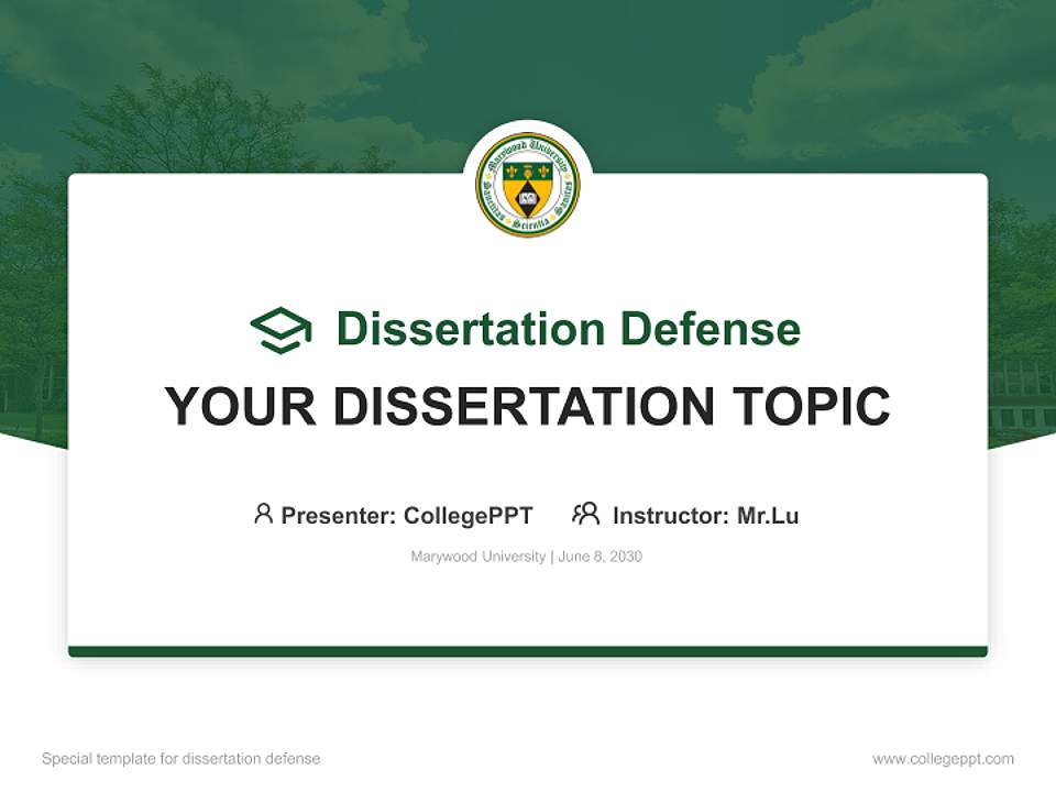 Marywood University Graduation Thesis Defense PPT Template4:3 ratio PPT effect preview image7