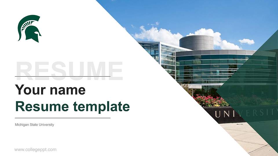 Michigan State University Resume PPT Template16:9 ratio PPT effect preview image