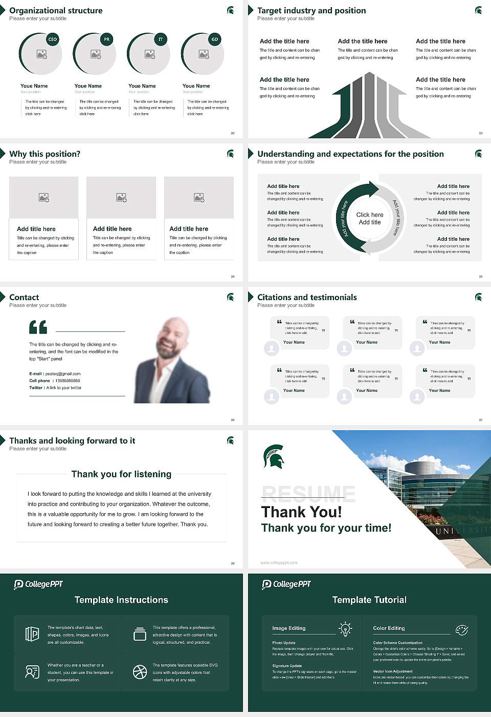Michigan State University Resume PPT Template16:9 ratio PPT effect preview image4