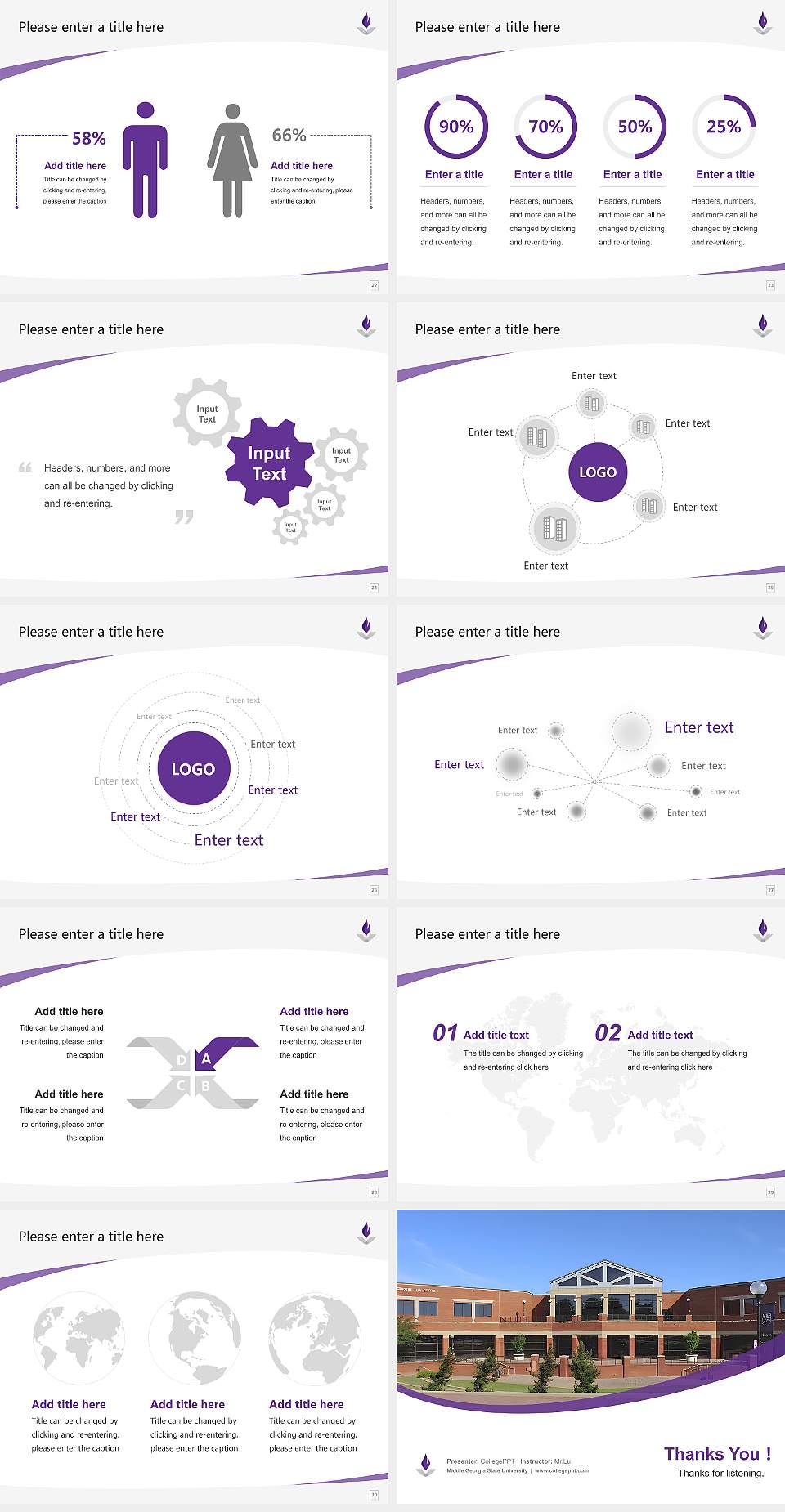 Middle Georgia State University Course/Courseware Creation PPT Template4:3 ratio PPT effect preview image4