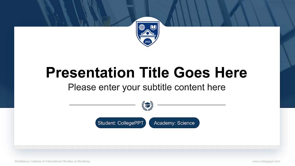 Middlebury Institute of International Studies at Monterey National Scholarship Defense PPT Template16:9 ratio PPT effect preview image
