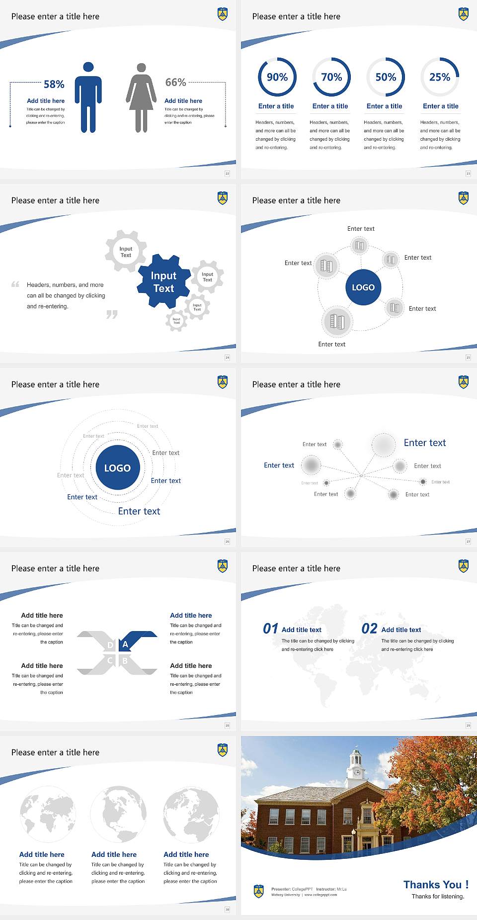 Midway University Course/Courseware Creation PPT Template4:3 ratio PPT effect preview image4