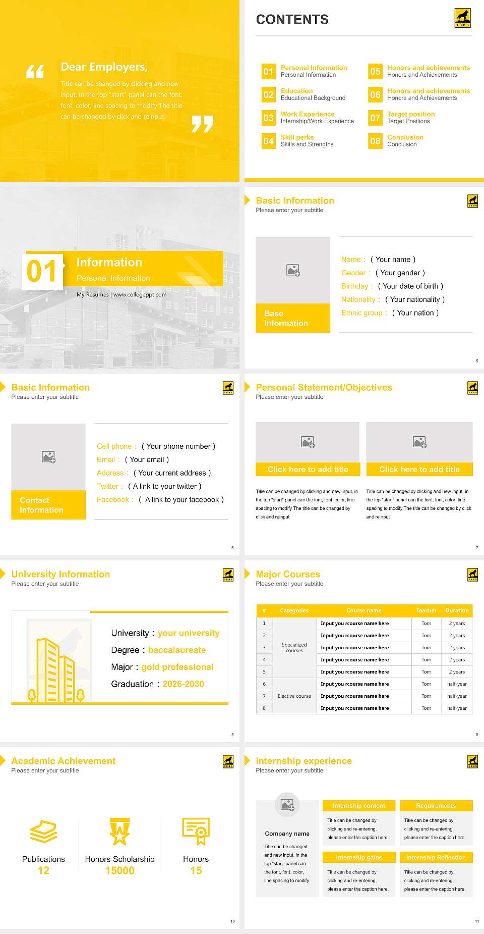 Michigan Technological University Resume PPT Template4:3 ratio PPT effect preview image2