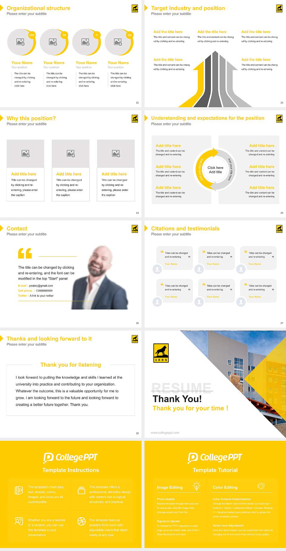 Michigan Technological University Resume PPT Template4:3 ratio PPT effect preview image4