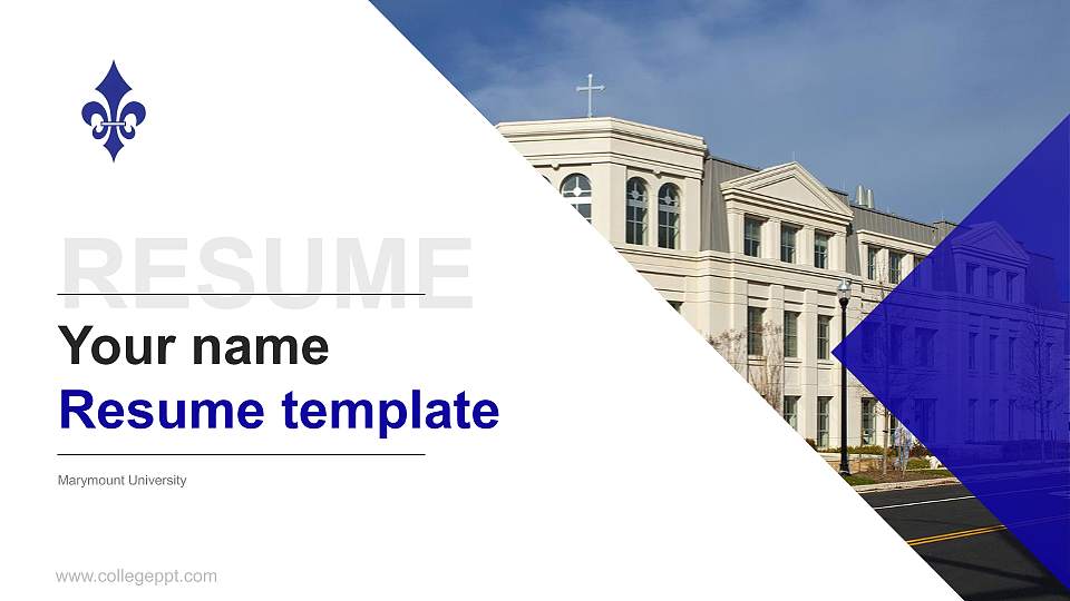 Marymount University Resume PPT Template16:9 ratio PPT effect preview image