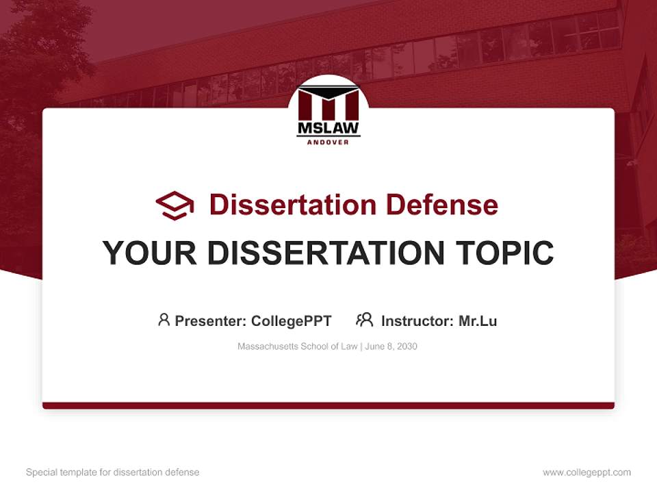 Massachusetts School of Law Graduation Thesis Defense PPT Template4:3 ratio PPT effect preview image7