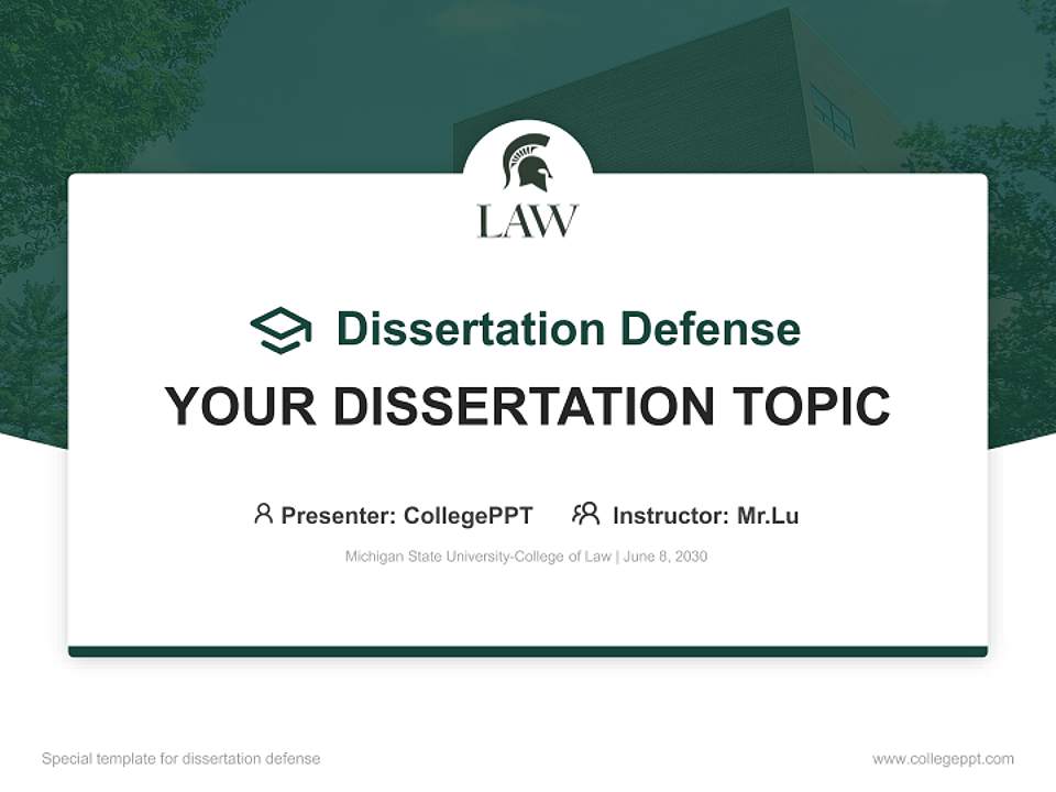 Michigan State University-College of Law Graduation Thesis Defense PPT Template4:3 ratio PPT effect preview image7