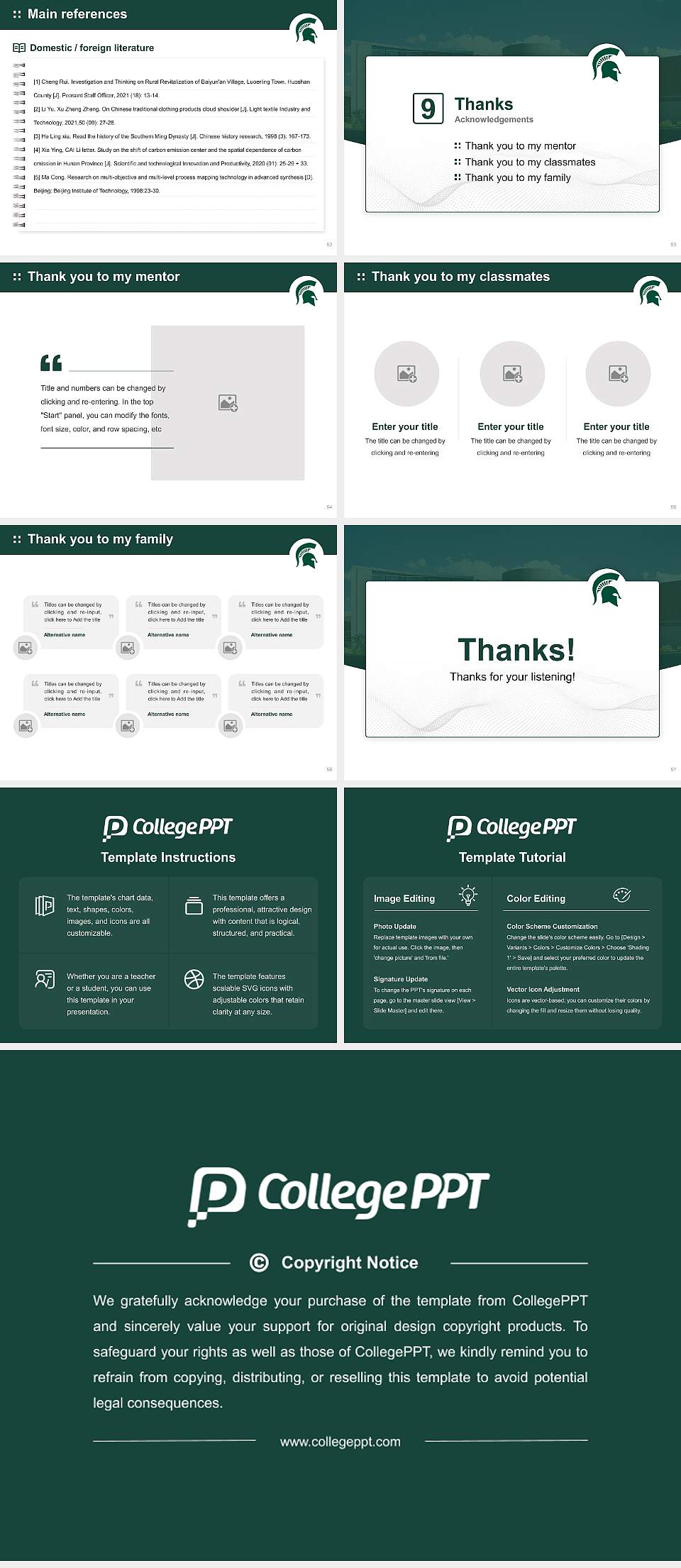 Michigan State University Graduation Thesis Defense PPT Template4:3 ratio PPT effect preview image7